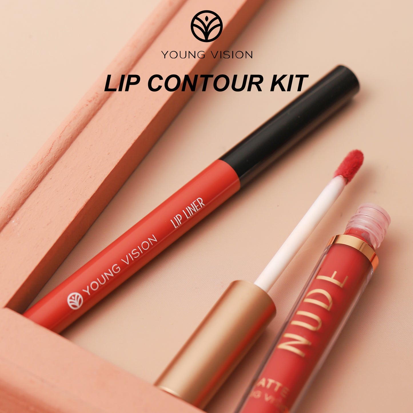 Lip gloss + Lip Liner 2 sets non-stick cup Matte lip gloss Rotary lip liner