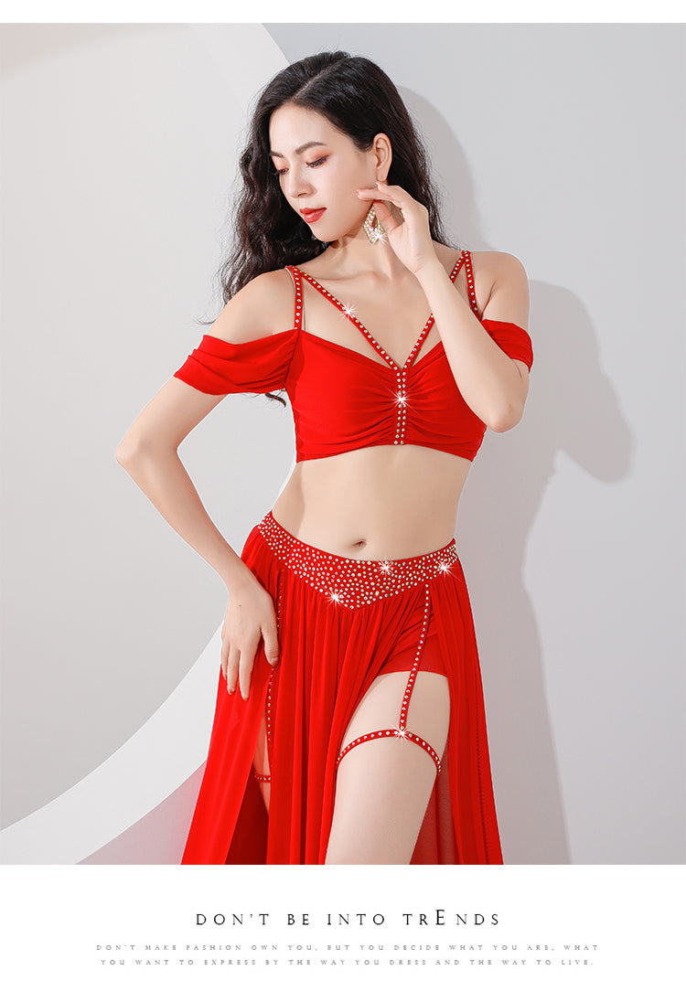 Belly Dance Training Dress 2023 New Autumn and Winter Slimming Original Design Oriental Dance Performance Breathable Mesh Gauze Dress Set