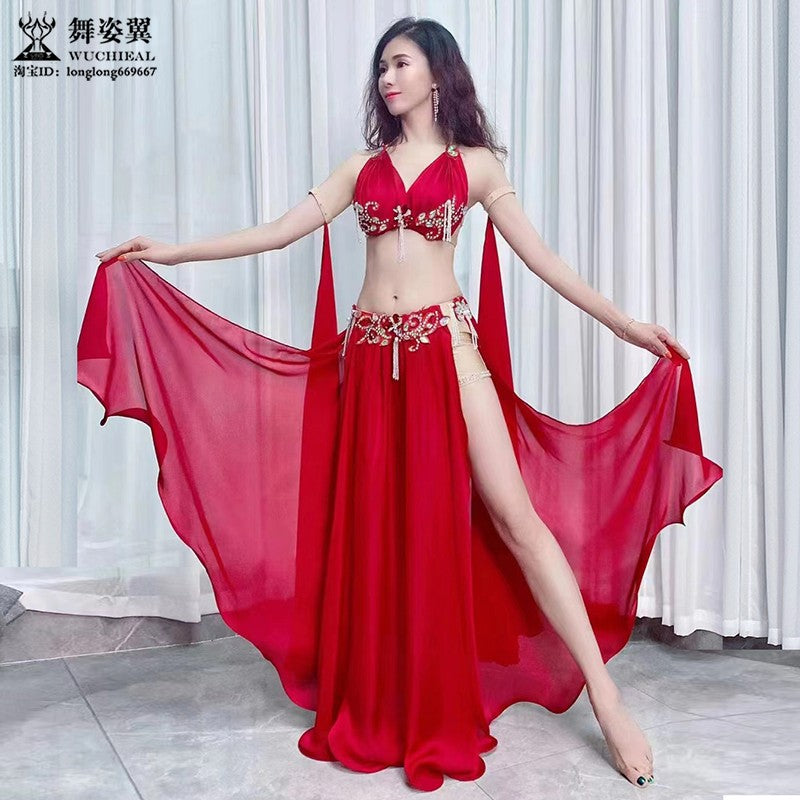 Belly dance performance clothing 2022 new diamond-inlaid slit skirt suit Oriental dance stage performance clothing