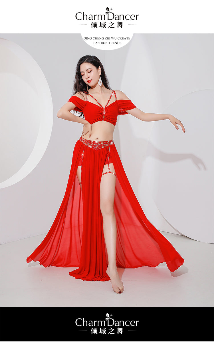 Belly Dance Training Dress 2023 New Autumn and Winter Slimming Original Design Oriental Dance Performance Breathable Mesh Gauze Dress Set