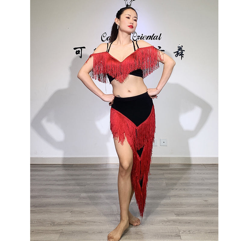 Belly dance training dress performance dress new set heavy industry fringe inspired practice dress