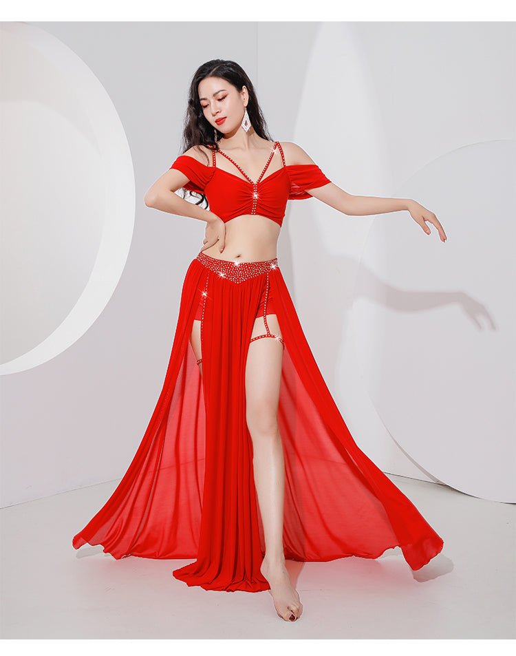 Belly Dance Training Dress 2023 New Autumn and Winter Slimming Original Design Oriental Dance Performance Breathable Mesh Gauze Dress Set