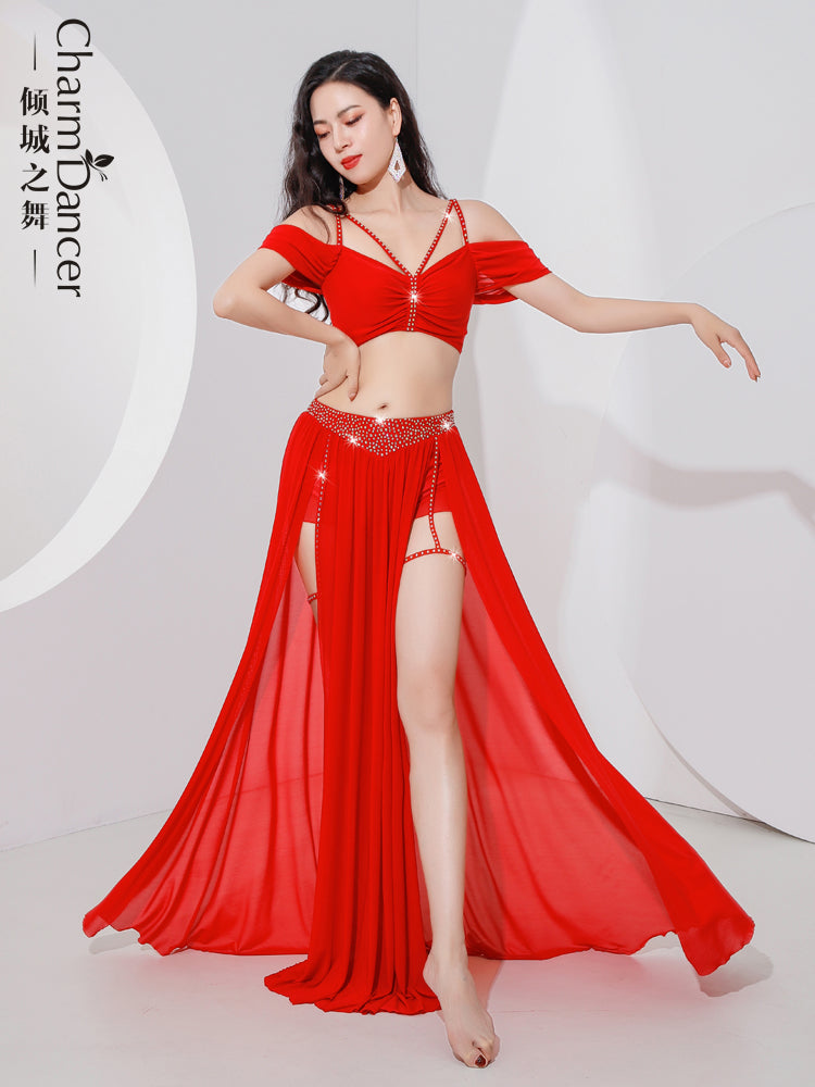 Belly Dance Training Dress 2023 New Autumn and Winter Slimming Original Design Oriental Dance Performance Breathable Mesh Gauze Dress Set