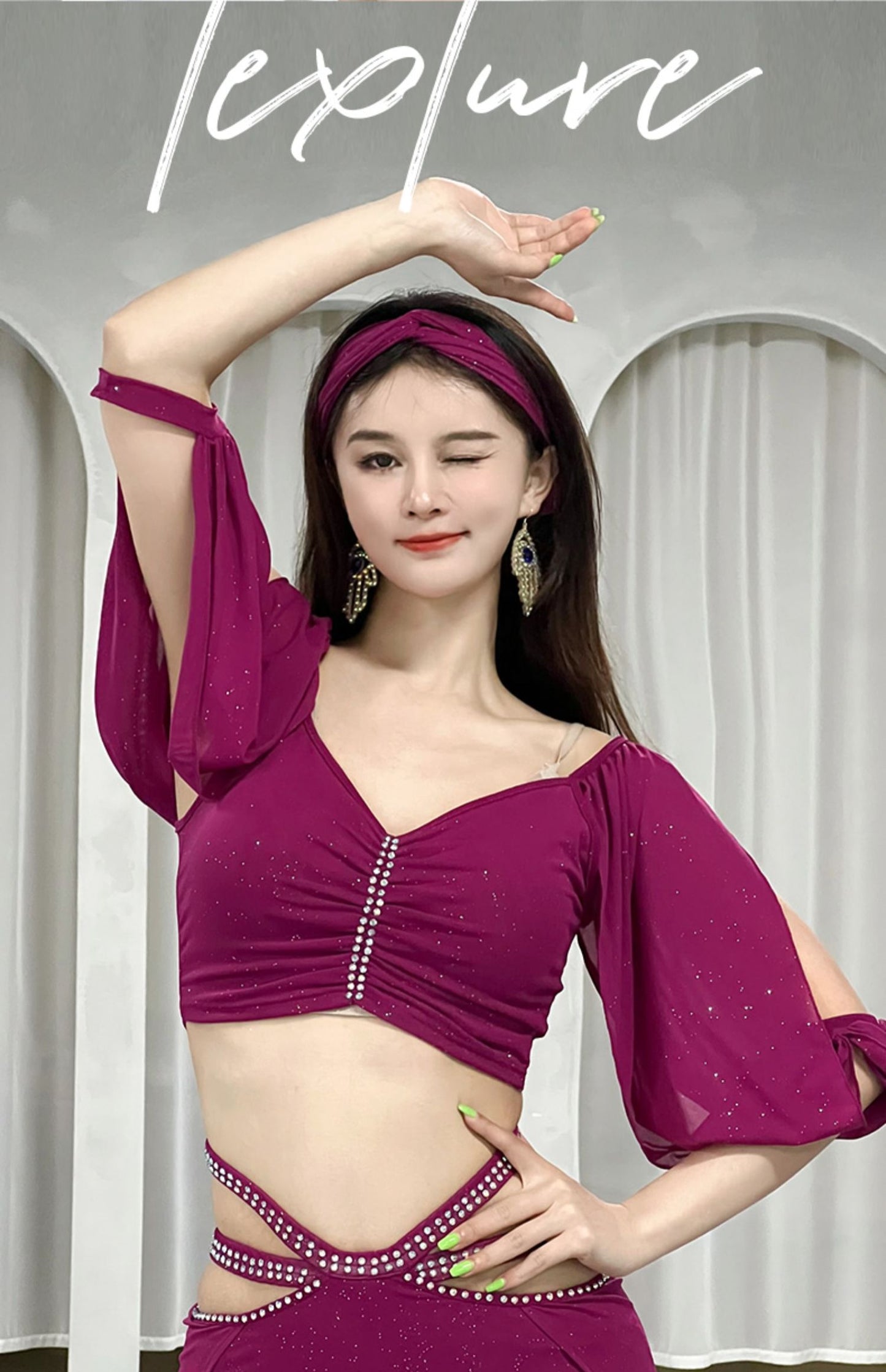 Niche design belly dance clothing female 2023 new summer gauze practice training suit class clothing group clothing