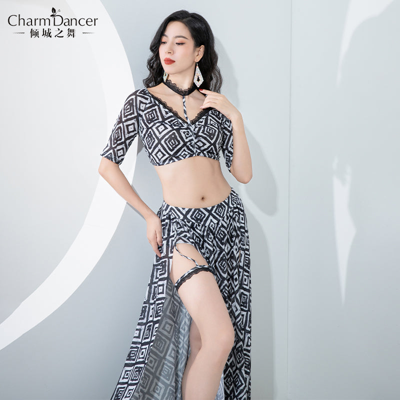 Belly dance dress 2023 new style training dress sexy lace halter leg ring temperament practice suit