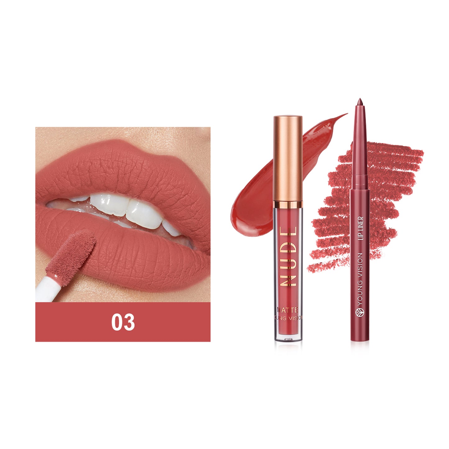 Lip gloss + Lip Liner 2 sets non-stick cup Matte lip gloss Rotary lip liner