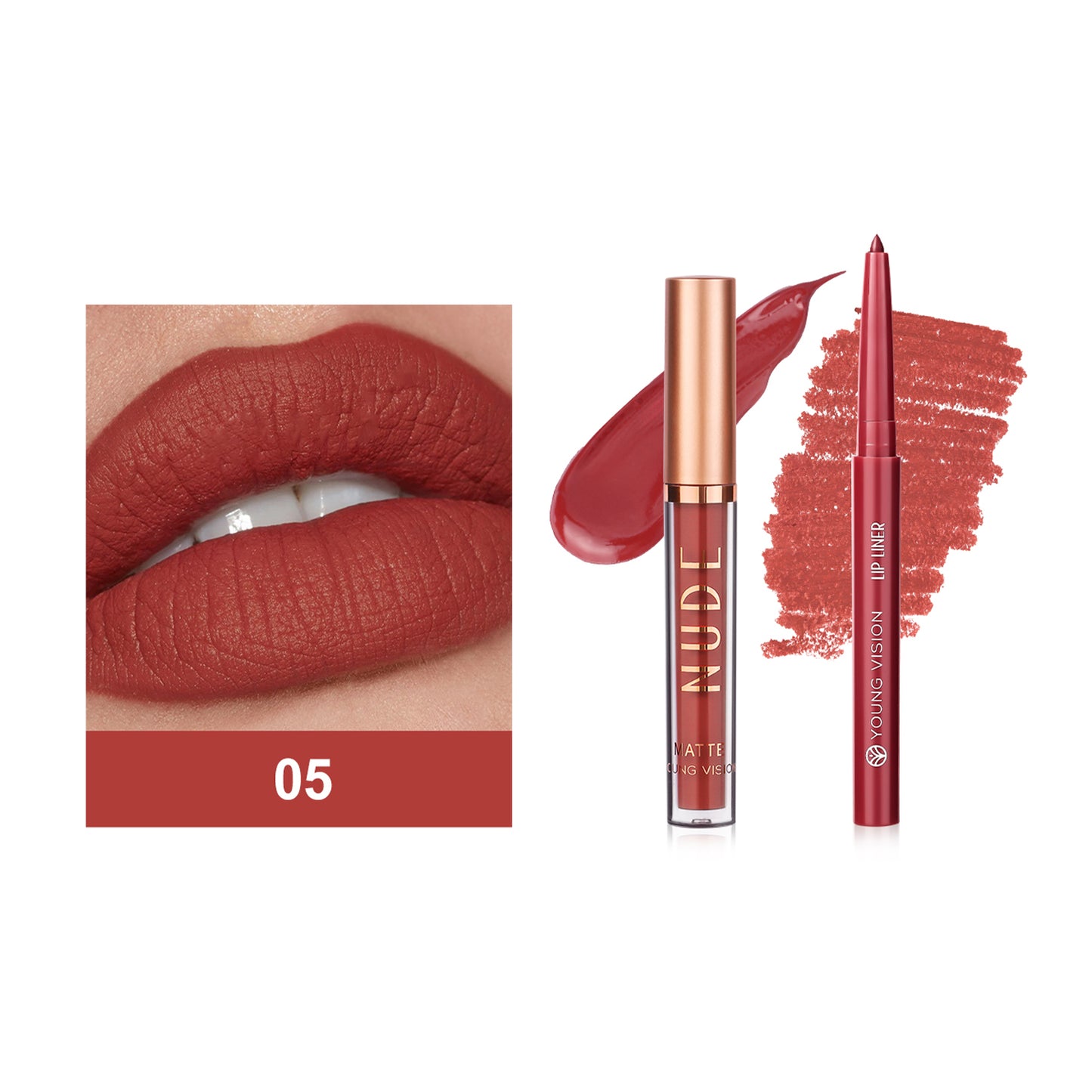 Lip gloss + Lip Liner 2 sets non-stick cup Matte lip gloss Rotary lip liner