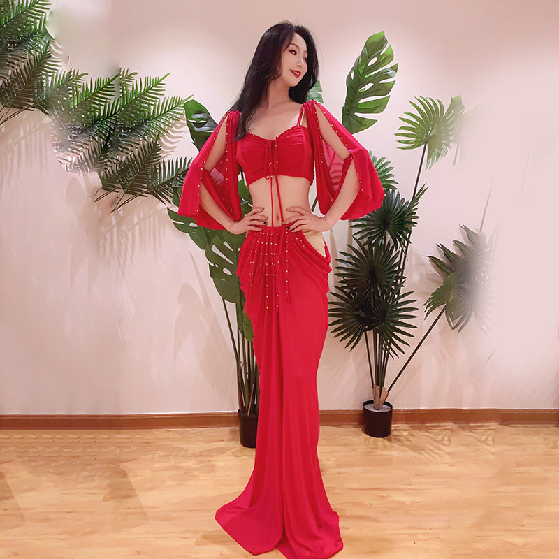 belly dance class dress long skirt practise wear trianing dress oriental dance